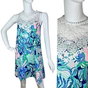 Lilly Pulitzer XX Small (XXS) Dress Nala Shift Party Thyme Crochet Lace